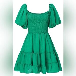 Fashion Brand Company Green Dress with puffy sleeves